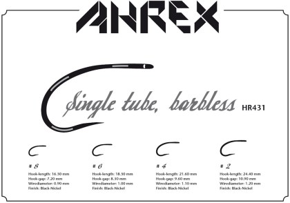 Materiały muchowe bez zadziora Ahrex HR431 Tube Single Hook Barbless
